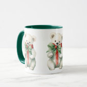 Niedlicher Polar Bär Rotes Grün Tasse (Vorderseite Links)