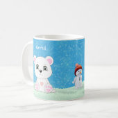 Niedlicher Polar Bär & Snowman Kaffee Tasse (Vorderseite Links)