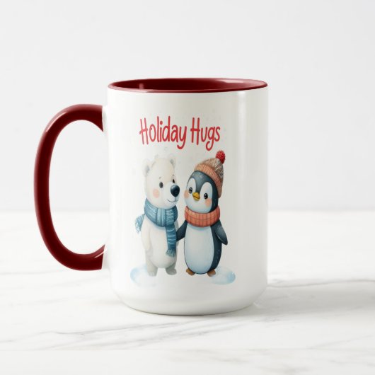 Niedlicher Polar Bär und Pinguin Friends Weihnacht Tasse (Links)