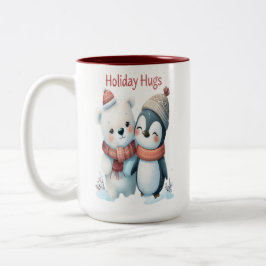 Niedlicher Polar Bär und Pinguin Friends Weihnacht Zweifarbige Tasse