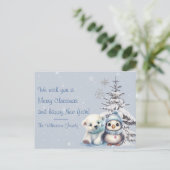 Niedlicher Polar-Bär und Pinguin-Nordpol Weihnacht Postkarte (Stehend Vorderseite)