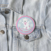 Niedlicher Polar Bär und Schneeflocken Rosa Weihna Button (Beispiel)