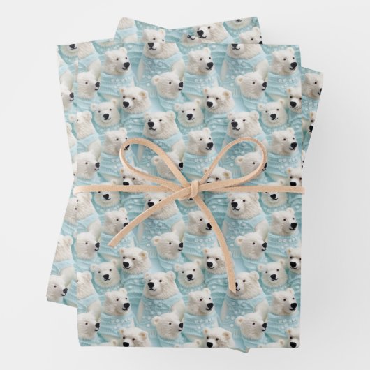Niedlicher Polar Bär Wrapping Weihnachtspapier Aqu Geschenkpapier Set (Beispiel)