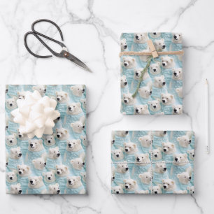 Niedlicher Polar Bär Wrapping Weihnachtspapier Aqu Geschenkpapier Set