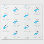 Niedlicher Polar Bear Baby Boy Blue Geschenkpapier (Flach)