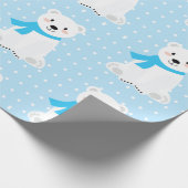 Niedlicher Polar Bear Baby Boy Blue Geschenkpapier (Ecke)