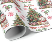 Niedlicher Polar Bear Baby Kinder Weihnachten Geschenkpapier (Rolleneckpunkt)