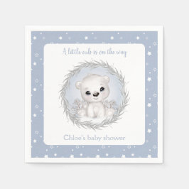 Niedlicher Polar Bear Blue Winter Boy Babydusche Serviette
