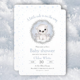 Niedlicher Polar Bear Boy White Baby Dusche Einlad Einladung