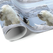 Niedlicher Polar Bear Cub & Penguin Geschenkpapier (Rolleneckpunkt)