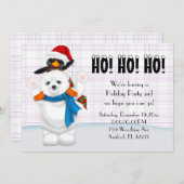 Niedlicher Polar Bear & Penguin Party Einladung (Vorne/Hinten)