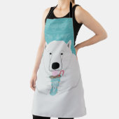 Niedlicher Polar Bear Sipping Kakao Illustration a Schürze (InSitu)