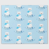 Niedlicher Polar Bear Winter Baby Boy Blue Geschenkpapier (Flach)