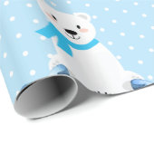 Niedlicher Polar Bear Winter Baby Boy Blue Geschenkpapier (Rolleneckpunkt)