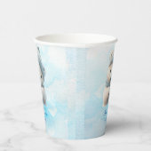 Niedlicher Polar Bear Winter Blue Baby Dusche sein Pappbecher (Rechts)