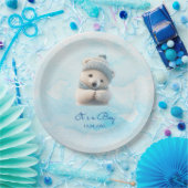 Niedlicher Polar Bear Winter Blue Baby Dusche sein Pappteller (Party)