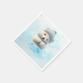 Niedlicher Polar Bear Winter Blue Baby Dusche sein Serviette (Ecke)