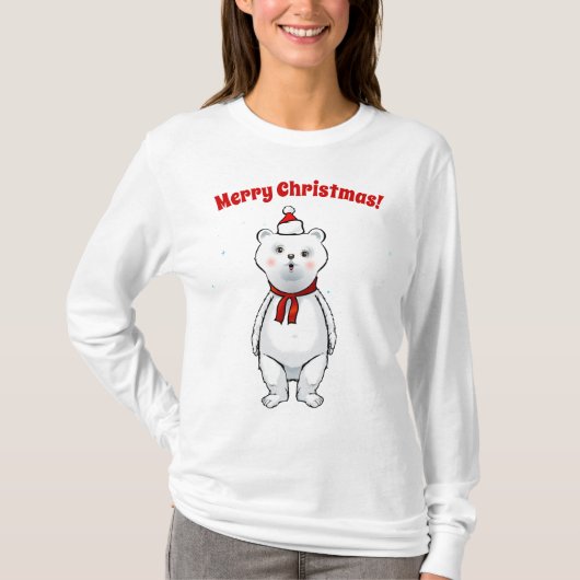 Niedlicher Polar-Mama-Bär mit Weihnachtsmatte T-Shirt (Vorderseite)