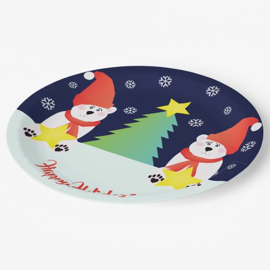 Niedlicher Polar Pappteller (Schrägansicht)