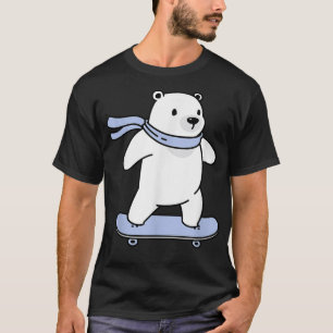 Niedlicher Polar-White-Bären-Skateboarding-Skater T-Shirt