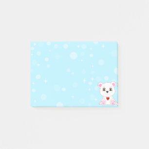 Niedlicher Polarbär-Cartoon auf Sky Blue Post-it Klebezettel