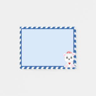 Niedlicher Polarbär-Cartoon auf Sky Blue Post-it Klebezettel