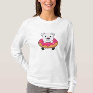 Niedlicher Polarbär Funny Animes in Donut Pink T-Shirt