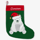 Niedlicher Polarbär in Weihnachtsmannmütze Monogra Kleiner Weihnachtsstrumpf (Vorderseite)