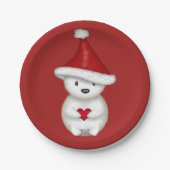 Niedlicher Polarbär mit Herz Pappteller (Vorderseite)