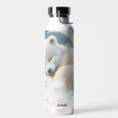 Niedlicher Polarbär Schlafmond Wolken Kinder Name Trinkflasche (Links)