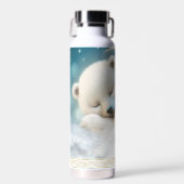 Niedlicher Polarbär Schlafmond Wolken Kinder Name Trinkflasche (Vorne)