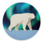 Niedlicher Polarbär und Nordlichter Keramikknauf (Vorderseite)