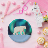 Niedlicher Polarbär und Nordlichter Pappteller (Party)