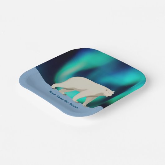 Niedlicher Polarbär und Nordlichter Pappteller (Gewinkelt)