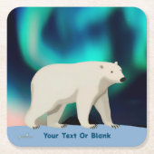Niedlicher Polarbär und Nordlichter Rechteckiger Pappuntersetzer (Vorderseite)