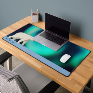 Niedlicher Polarbär und Nordlichter Schreibtischunterlage