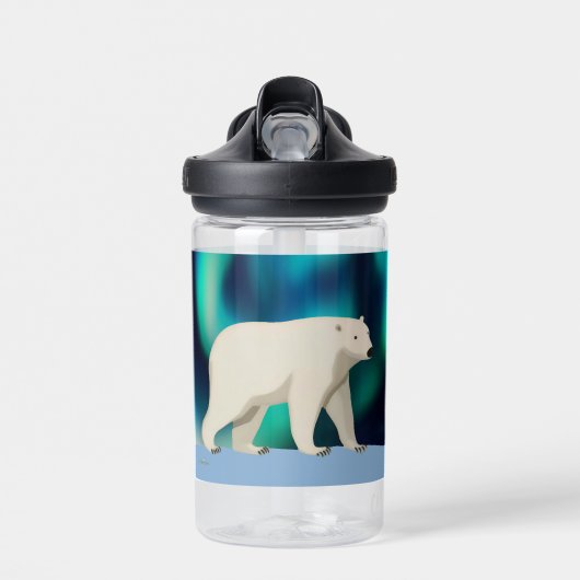 Niedlicher Polarbär und Nordlichter Trinkflasche (Vorne)