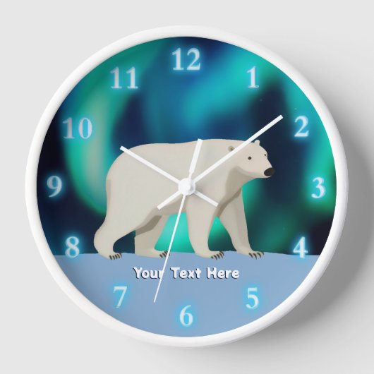 Niedlicher Polarbär und Nordlichter Uhr (Vorderseite)