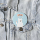 Niedlicher polarer Bär im Schnee sagt hallo Button (Beispiel)