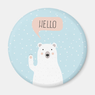 Niedlicher polarer Bär im Schnee sagt hallo Magnet