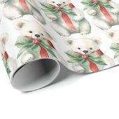 Niedlicher polarer Bär Roter Grüner Balken Geschenkpapier (Rolleneckpunkt)