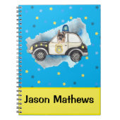 Niedlicher Polizeihund im Auto Notizblock (Vorderseite)