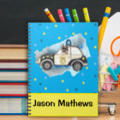 Niedlicher Polizeihund im Auto Notizblock