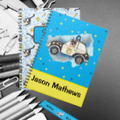 Niedlicher Polizeihund im Auto Notizblock