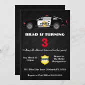 Niedlicher Polizeiwagen Einladung zum Geburtstag (Vorne/Hinten)