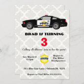 Niedlicher Polizeiwagen Einladung zum Geburtstag (Vorne/Hinten)