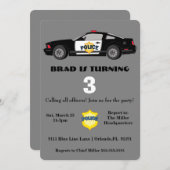 Niedlicher Polizeiwagen Einladung zum Geburtstag (Vorne/Hinten)