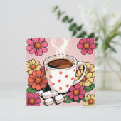 Niedlicher Polka Dot Kaffee Cup und Blume Leere (Stehend Vorderseite)