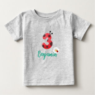 Niedlicher Polka dot Ladybug 3. Geburtstag Party Baby T-shirt