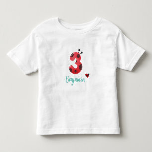 Niedlicher Polka dot Ladybug 3. Geburtstag Party Kleinkind T-shirt